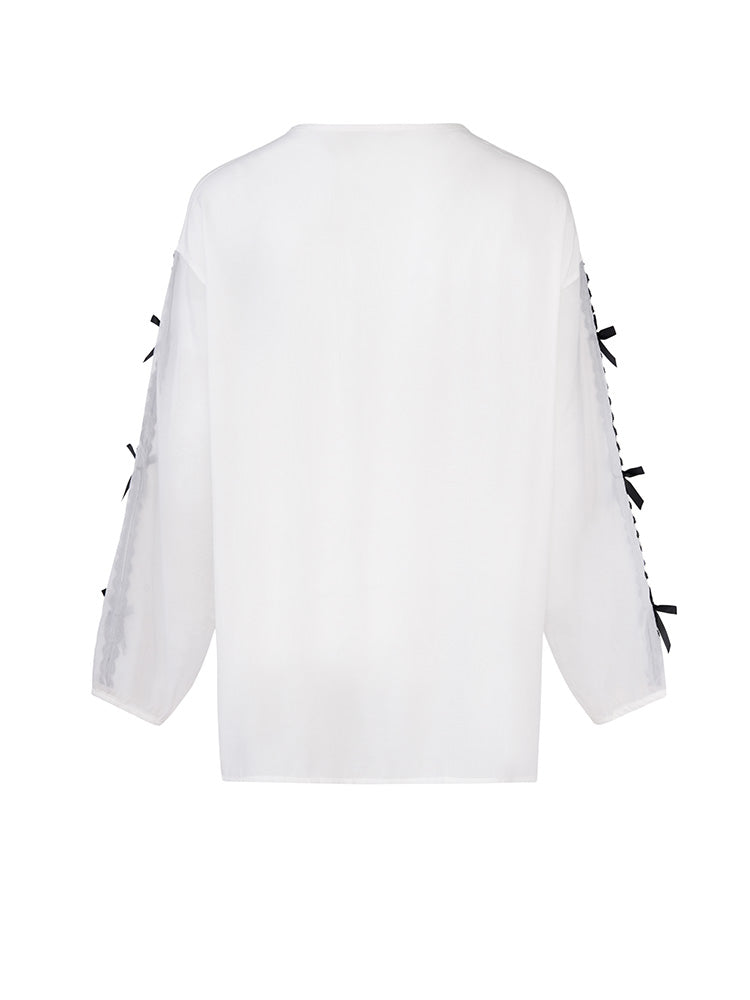 TCH Rhinestone Bow Print Lace Essential Blouse