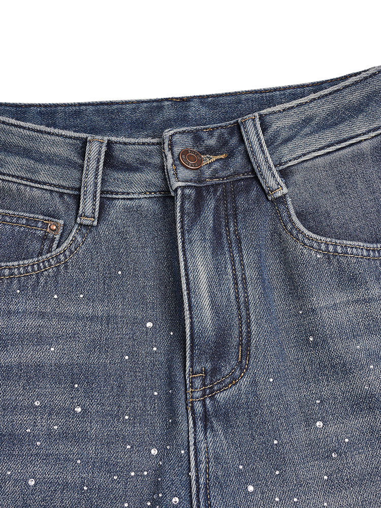 TCH Allover Crystal  Party Wide Leg Jeans