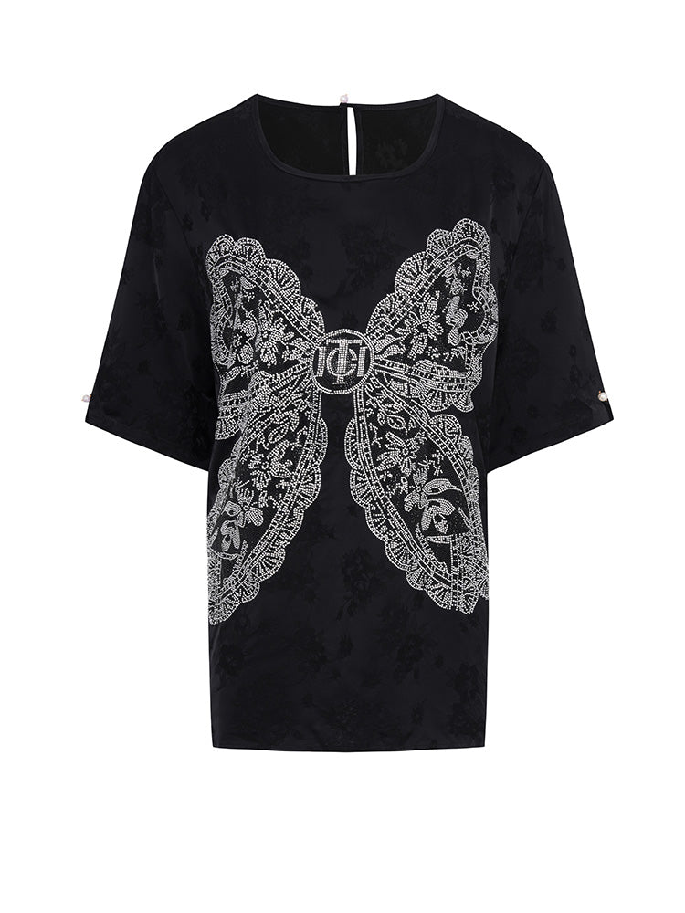 TCH Prasale Graphic Bow Rhinestone T-Shirt
