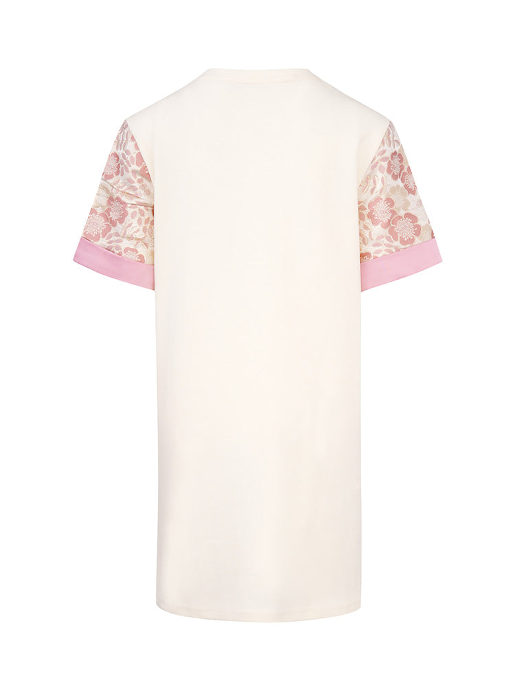 TCH Crystal-Embroidered Bow Midi Dress with Patch Sleeve