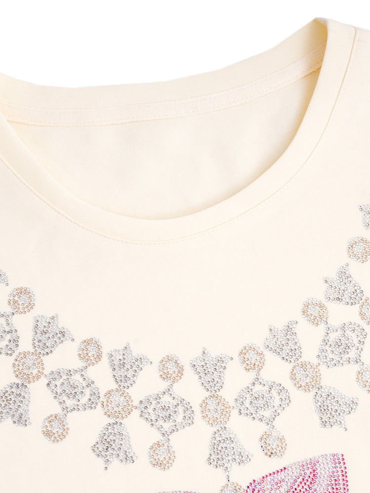 TCH Crystal-Embroidered Bow Midi Dress with Patch Sleeve