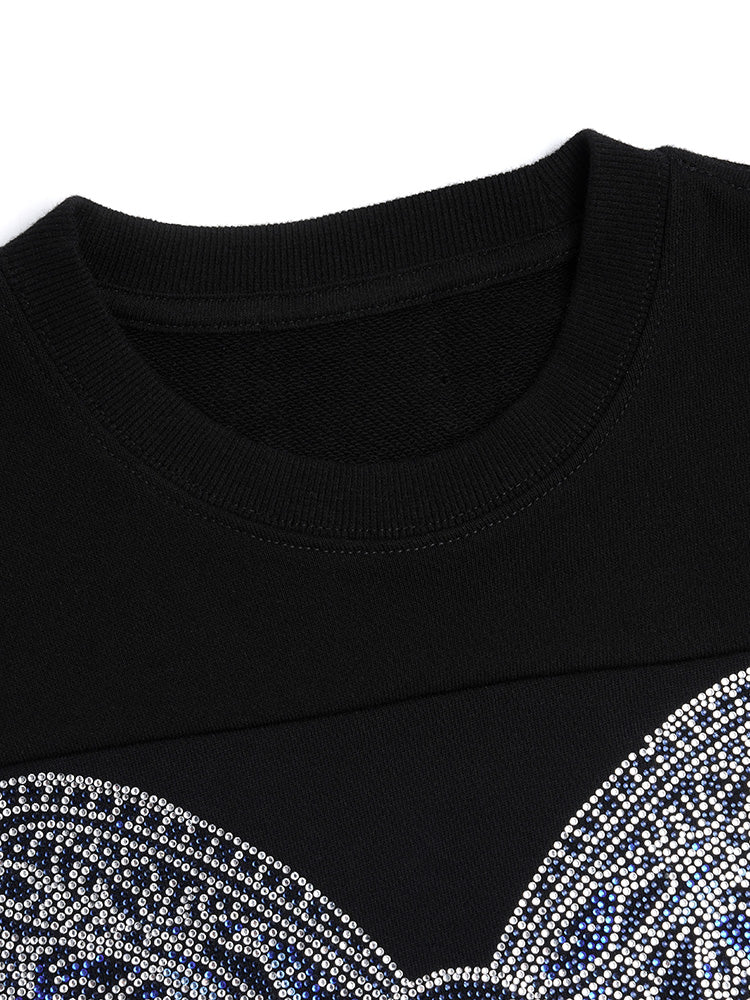 TCH  Bow Rhinestone Lace Contrast Blouse
