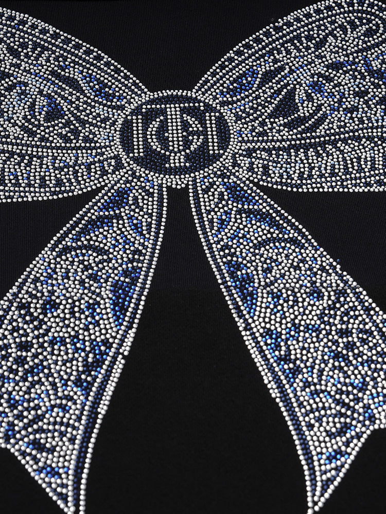 TCH  Bow Rhinestone Lace Contrast Blouse