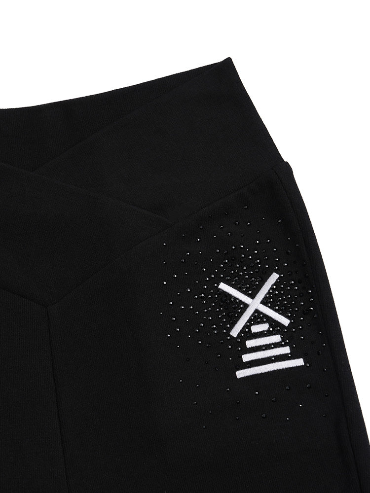 TCH Crystal Embellished Skinny Fared Pants