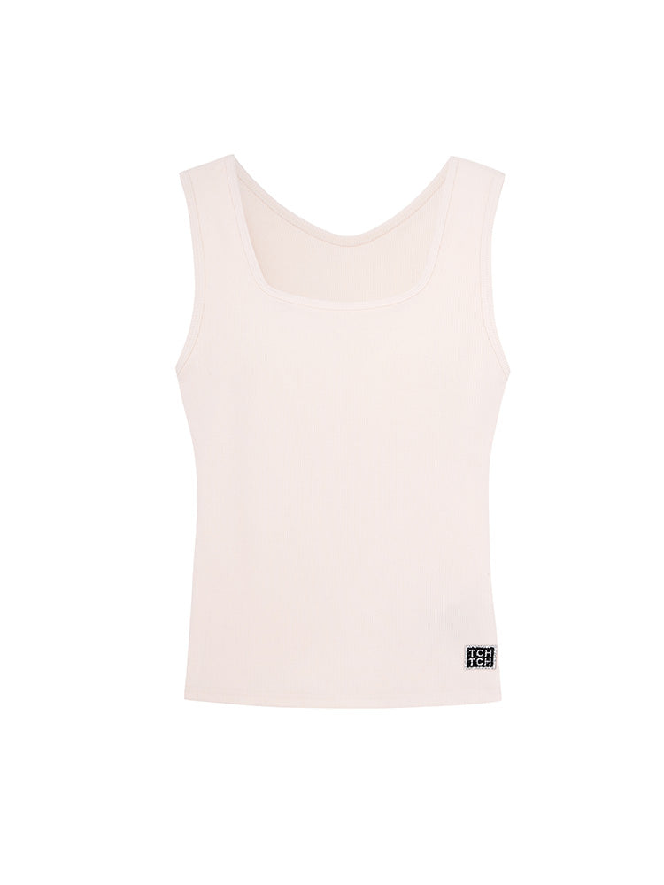 TCH Square Neck Rhinestone Letter Tank Top