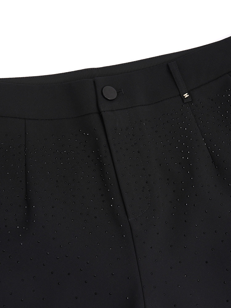 TCH Rhinestone Flower Straight-Leg Pants