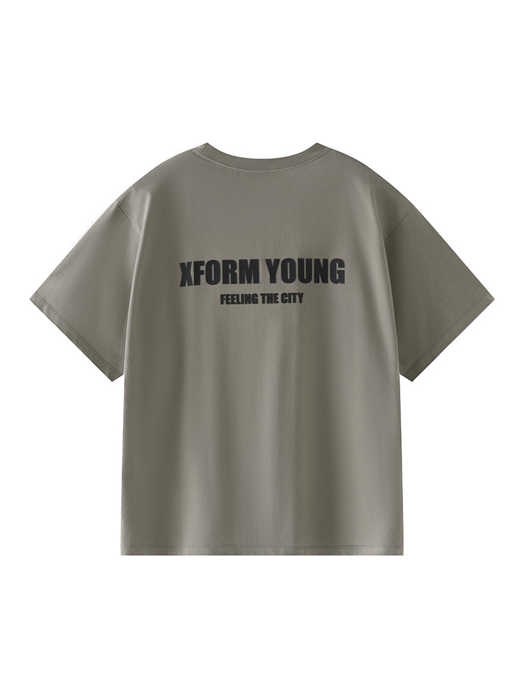 TCH Letter Print Sparkle Cotton T-shirt