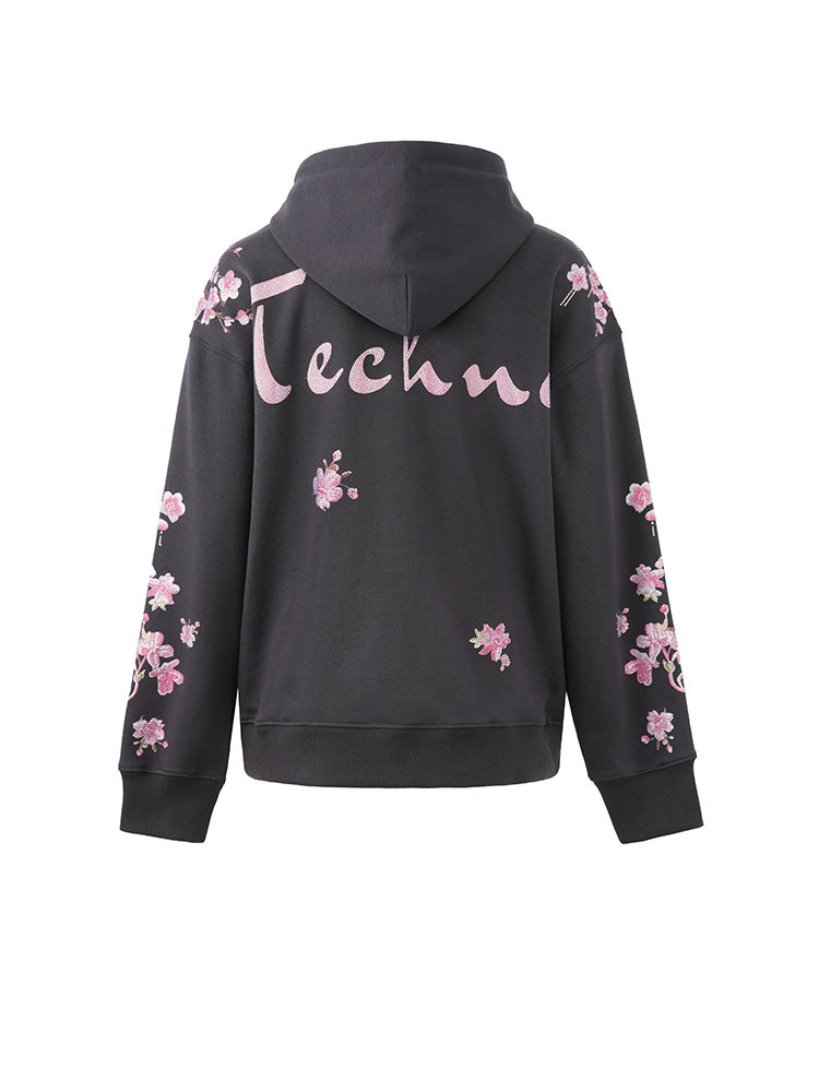 TCH Rhinestone Pink Leopard Flower Cute Hoodie
