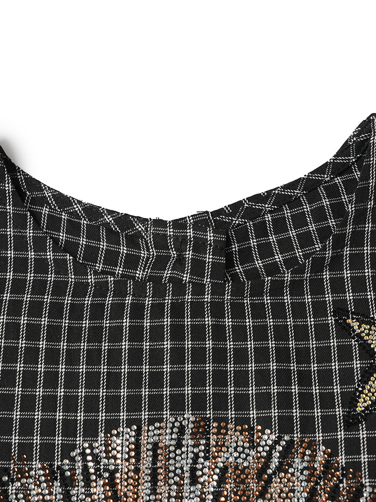 TCH Plaid Rhinestone Teddy Bear Ruffle Dress