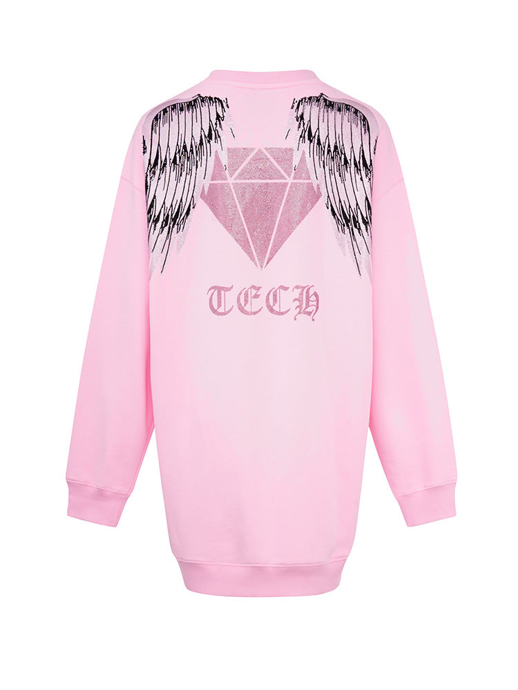 TCH Rhinestone Glass Bear Print Cotton Sweatshirt