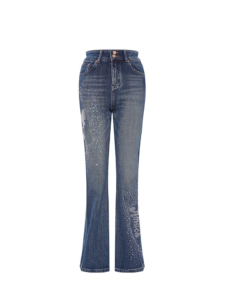 TCH Rhinestone Galaxy Gradient Flare Jeans