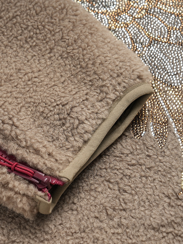 TCH Rhinestone Wings Print Hoodie with Zipper