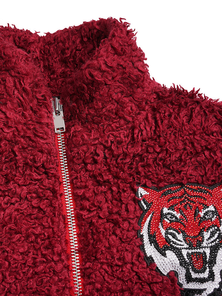 TCH Graphic Rhinestone Faux Fleece Winter Coat