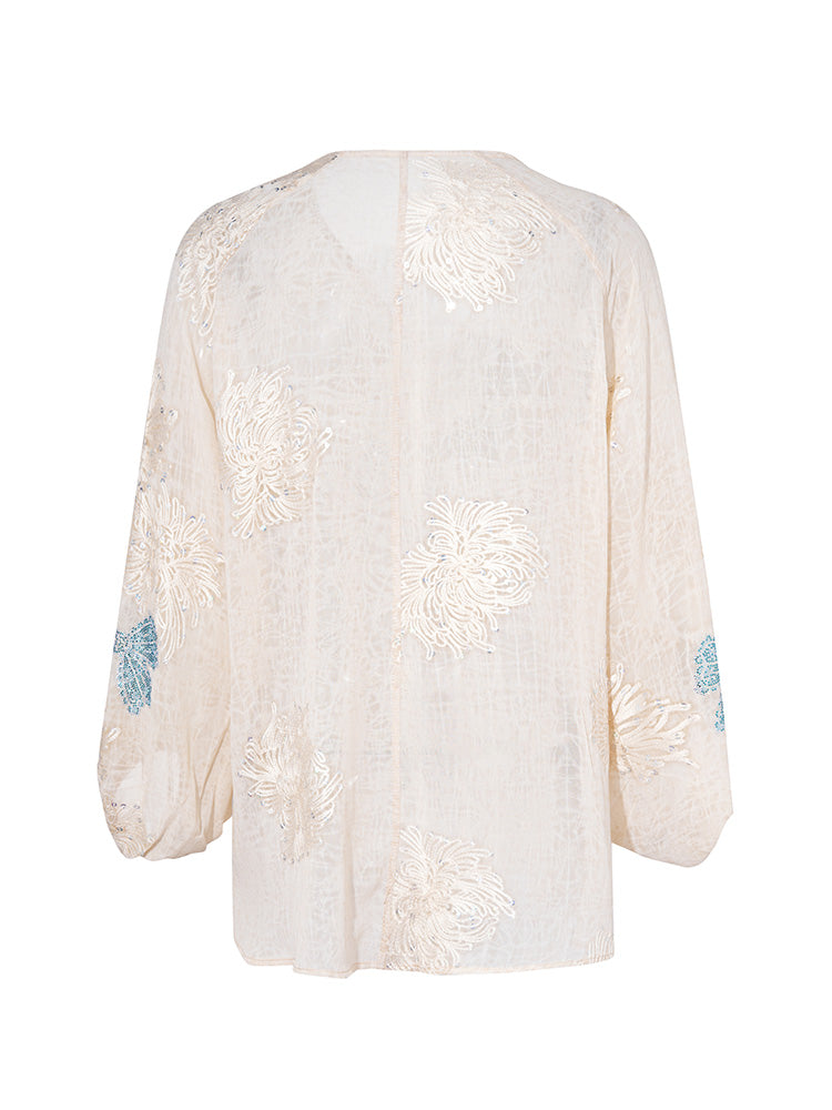 TCH Floral Lace Rhinestone Bow Slip Sparkle Top