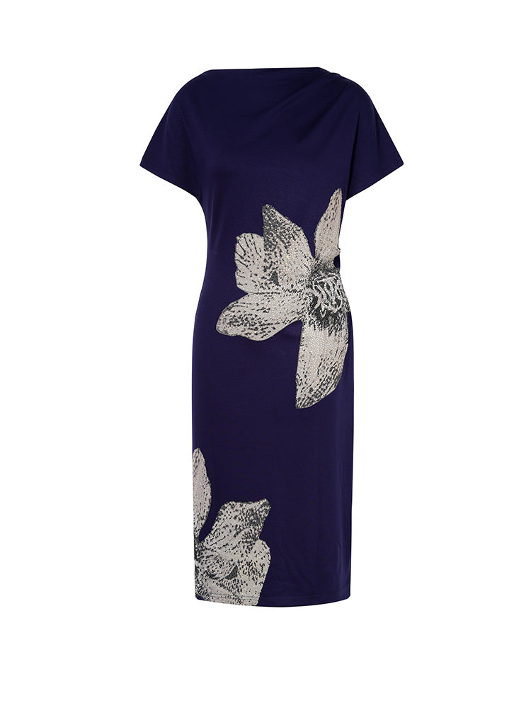 TCH Women's Rhinestone Floral Bodycon Party Midi Dress