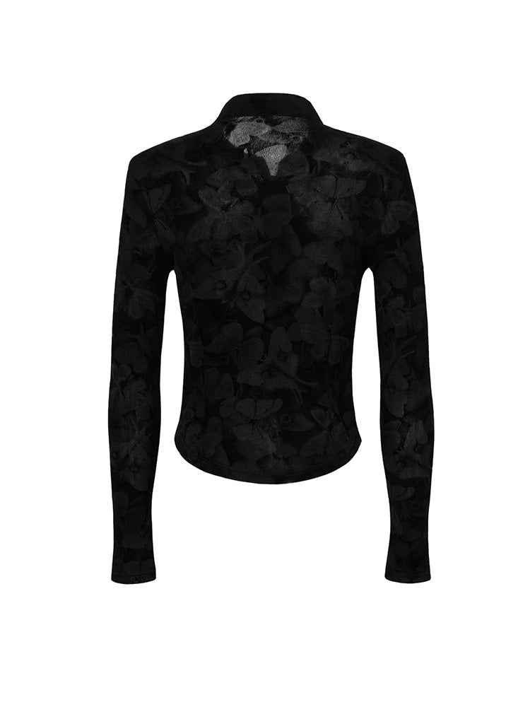 TCH Rhinestone Bow Floral Embroidery Sexy Blouse