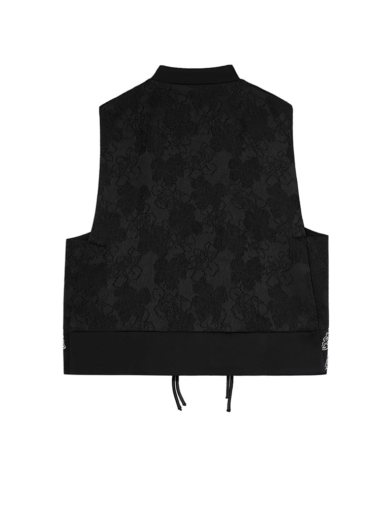 TCH Retro Bow Rhinestone Button Floral Vest