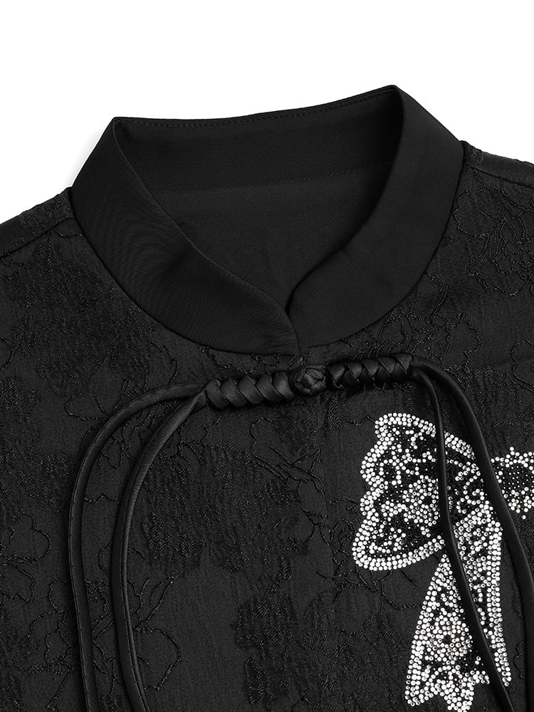 TCH Retro Bow Rhinestone Button Floral Vest