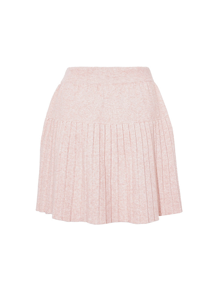 TCH knitted Graphic Rhinestone Pleated Mini Skirt