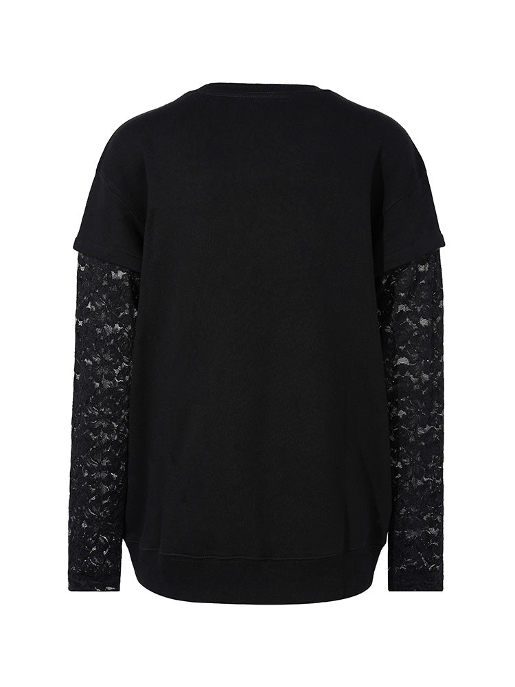 TCH Wings Rhinestone Sheer Lace Sleeve Top
