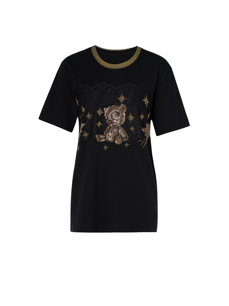 TCH Graphic Rhinestone Fahion Ribbed Tee