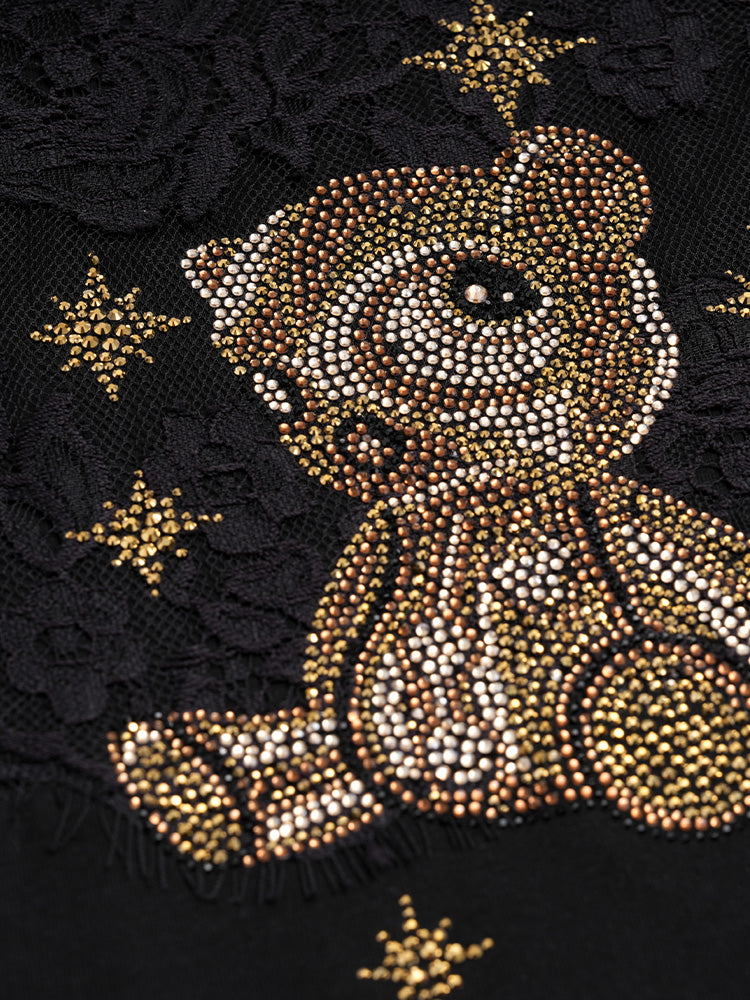 TCH Graphic Rhinestone Fahion Ribbed Tee