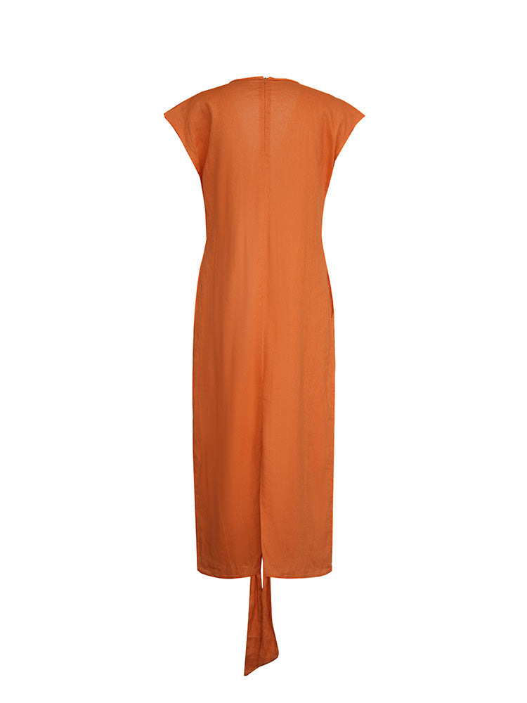 TCH Graphic Rhinestone Bead V Neck Sleeveless Split Dress