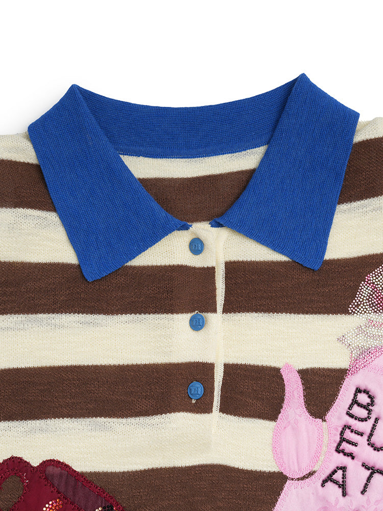 TCH Graphic Rhinestone Stripe Street Polo Dress