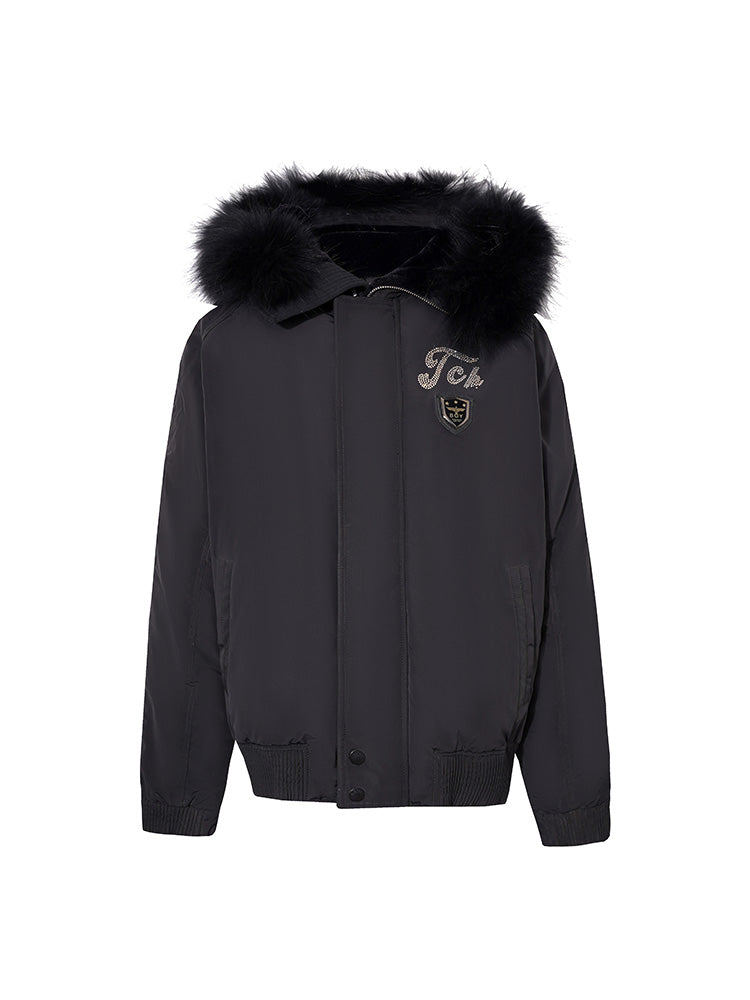 TCH Rhinestone Wing Hooded Down Jacket
