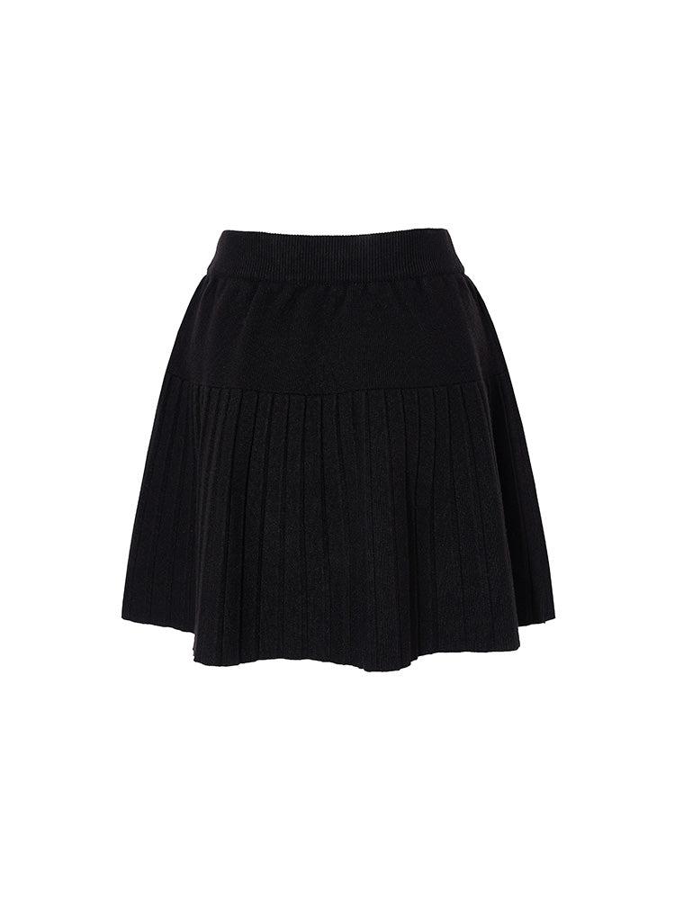 TCH Teddy Bear Rhinestone Flared Mini Skirt Black