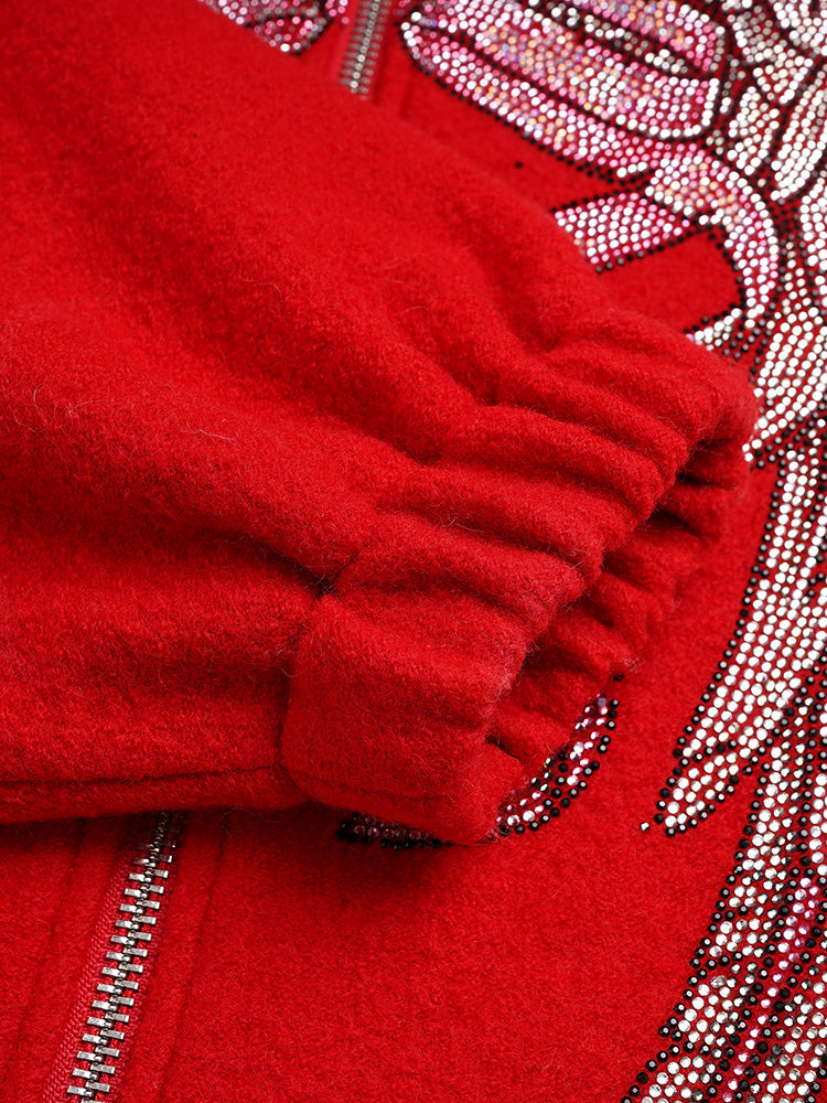 TCH Oversized Rhinestone Hoodie Unisex Y2K Wings Graphic Jacket