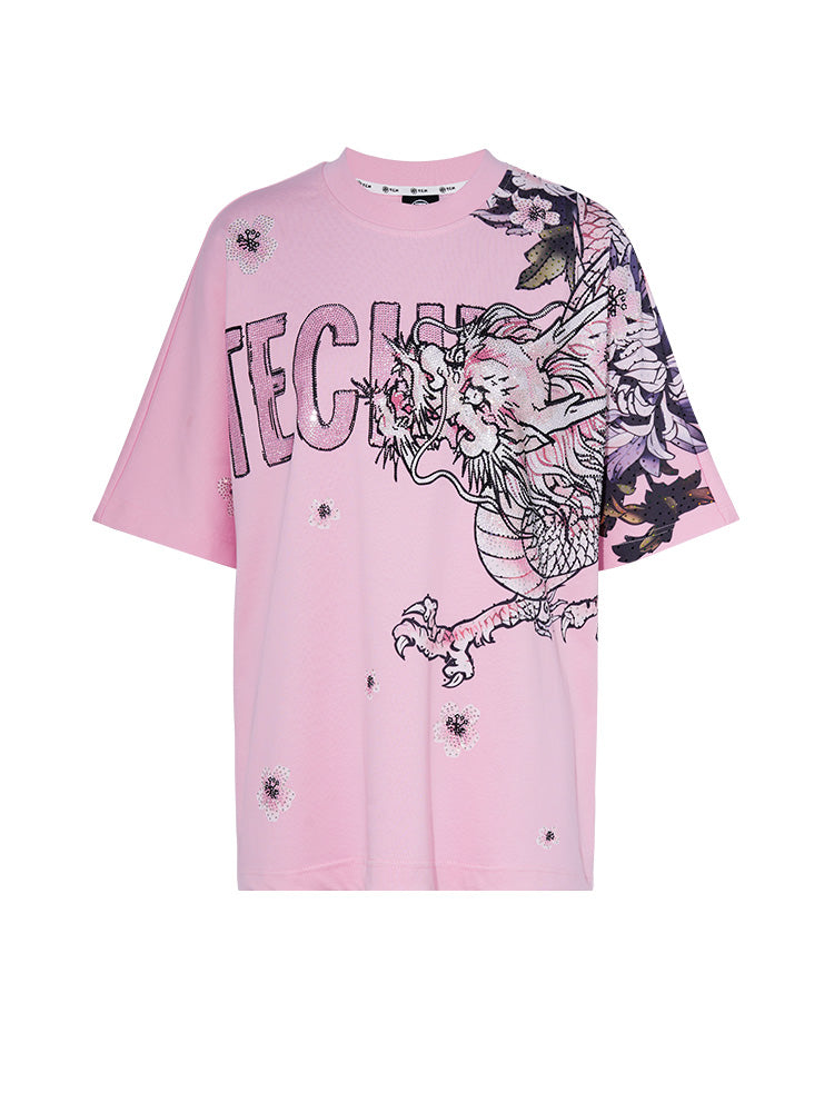 TCH Pre-Sale Rhinestone Oversized Fit Graphic T-shirt in Pink