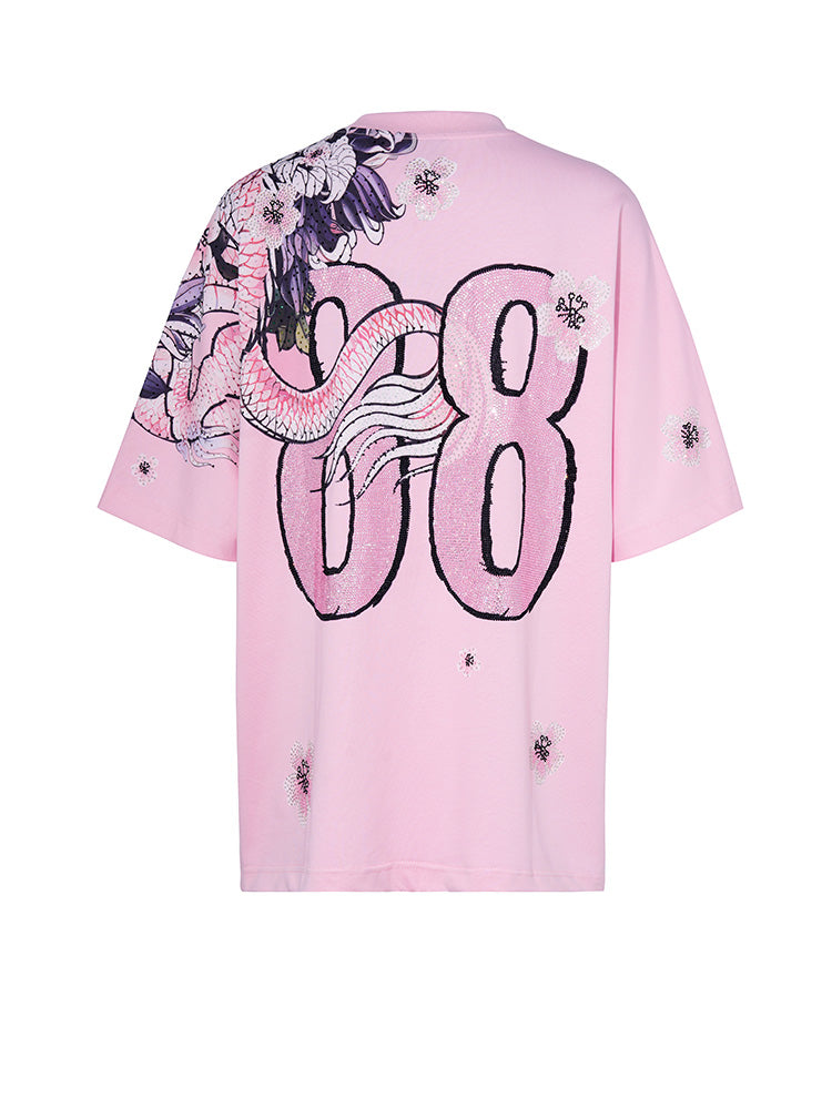 TCH Pre-Sale Rhinestone Oversized Fit Graphic T-shirt in Pink