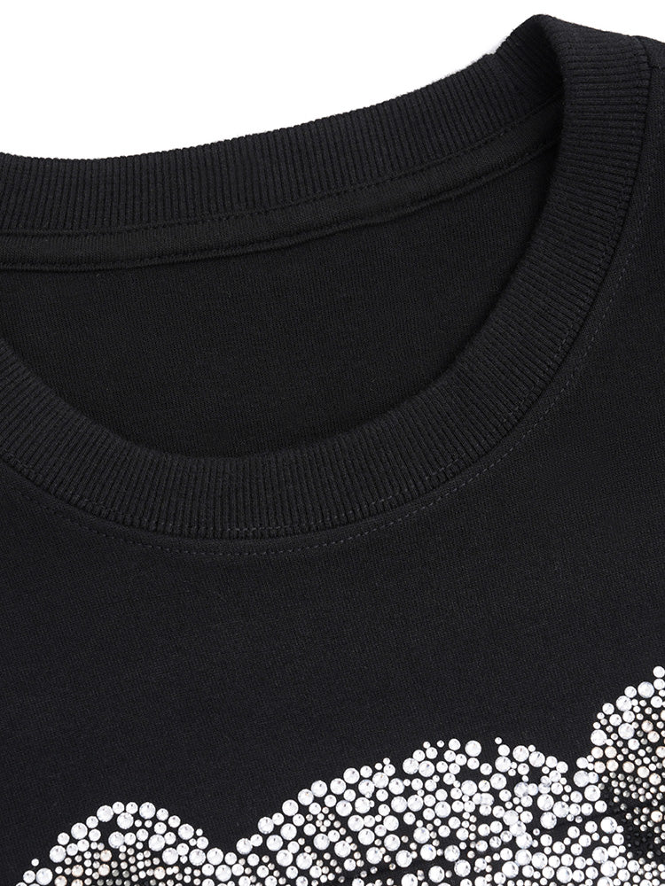 TCH Pre-sale Teddy Bear Rhinestone Sheer Mesh Sleeve Top