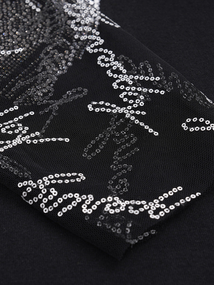 TCH Pre-sale Teddy Bear Rhinestone Sheer Mesh Sleeve Top