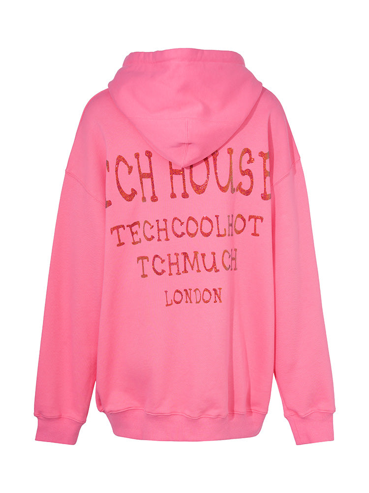 TCH Rhinestone Cool Bear Print Oversized Hoodies