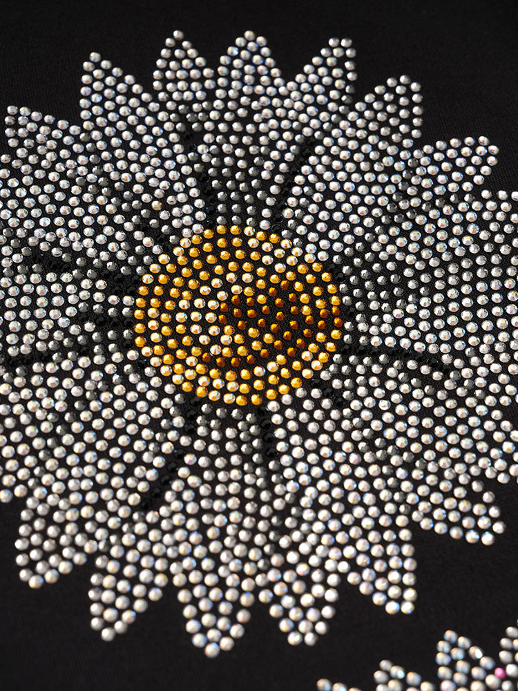 TCH Rhinestone Daisy Embroidered Wool Cardigan