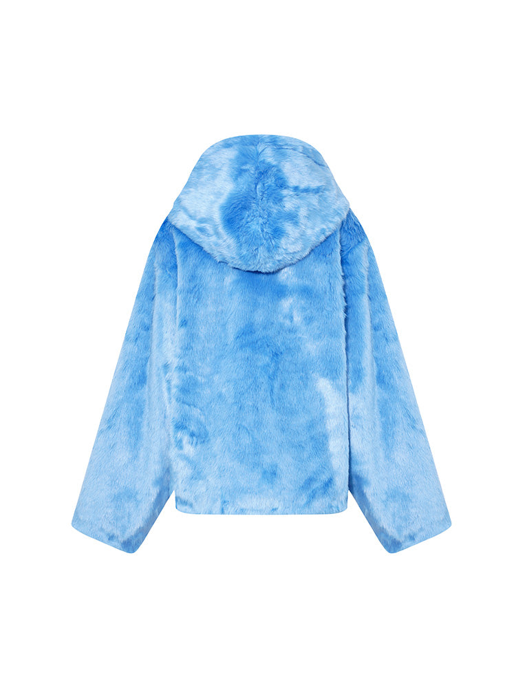 TCH  Graphic Angel Wings Rhinestone Faux Fleece Coat