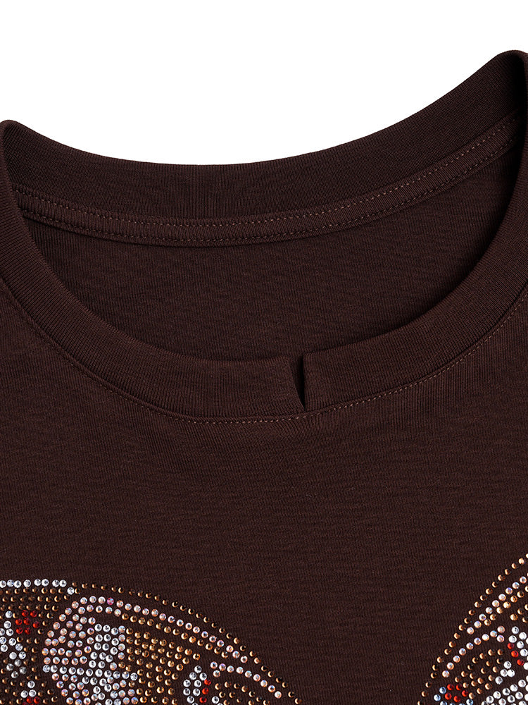 TCH Presale Butterfly Rhinestone Ruched Waist  Crop Top