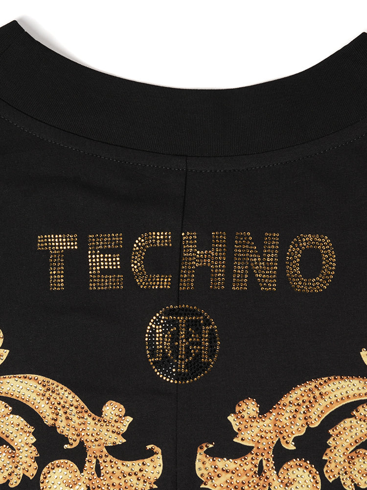 TCH Rhinestone Leopard Baroque Print T Shirt Dress