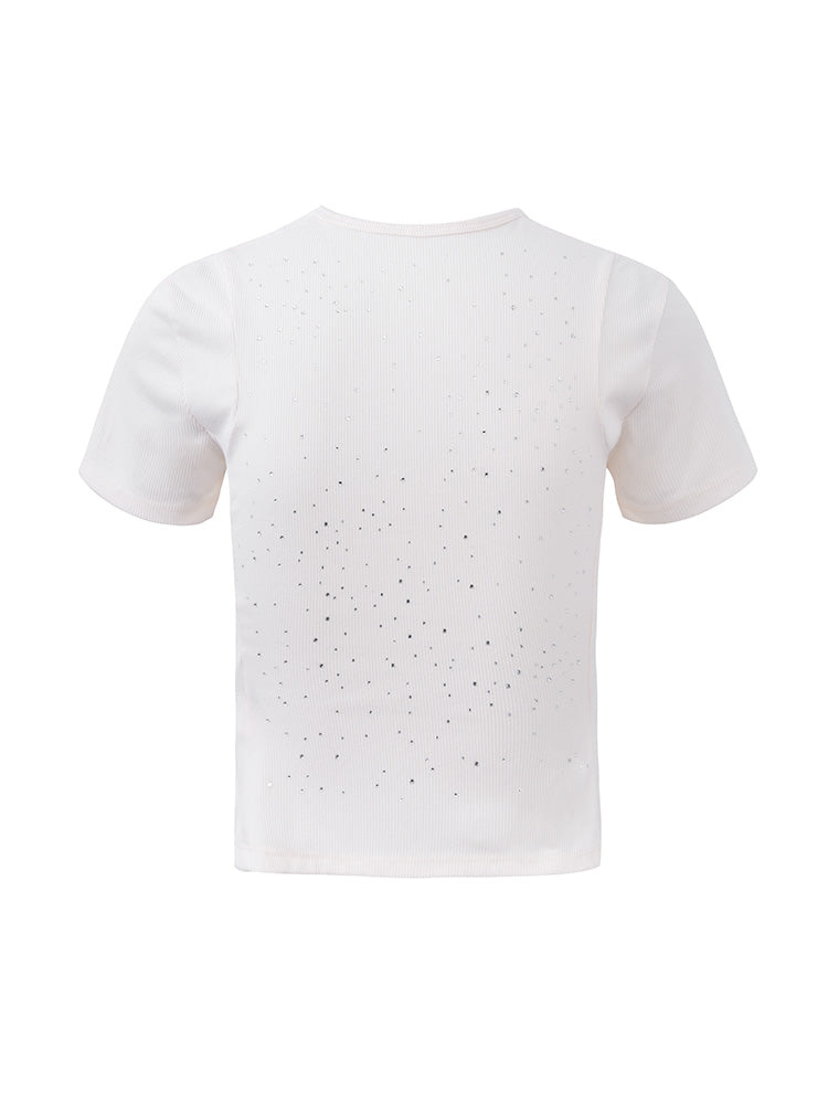 TCH Crystal-Embroidered Ribbed Slim Crop Top