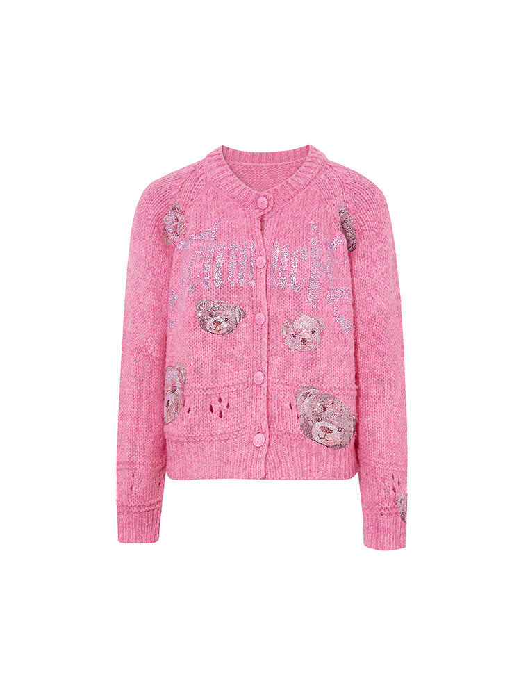TCH Rhinestone Teddy Knit Cardigan