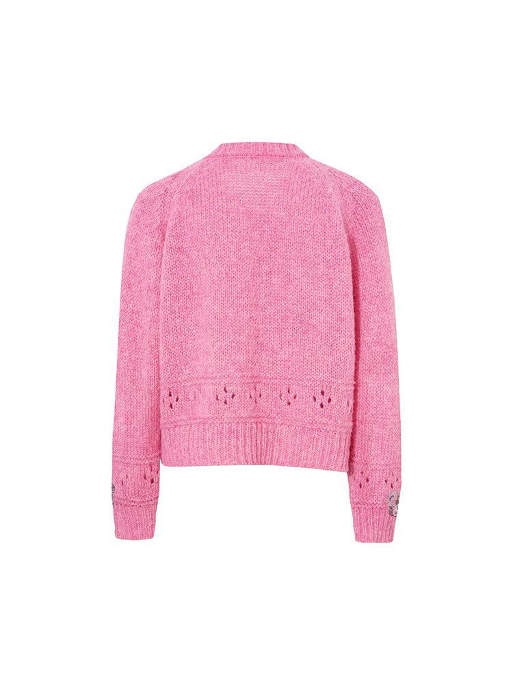 TCH Rhinestone Teddy Knit Cardigan