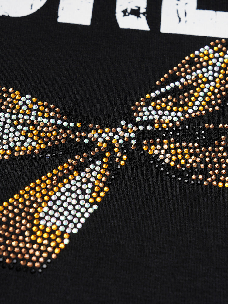 TCH Rhinestones Scoop Neck Long Sleeve Top