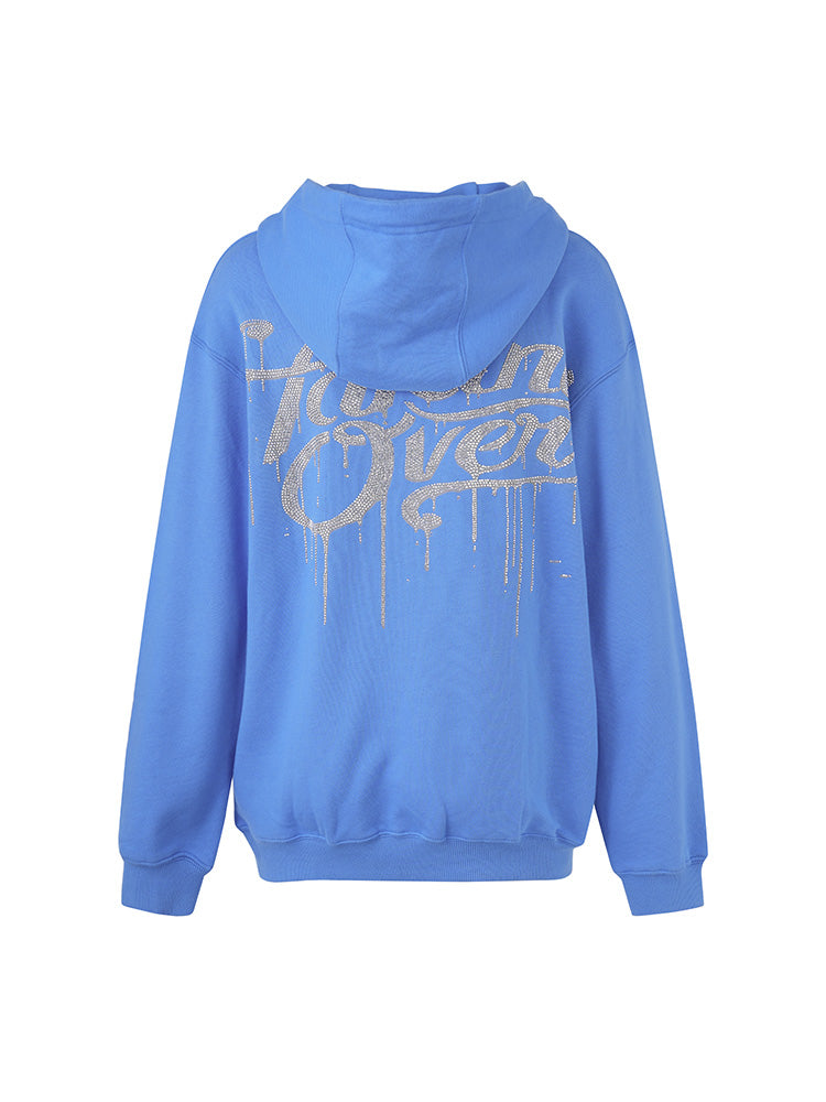 TCH Cartoon Smurfs Print Rhinestone Unisex Hoodie