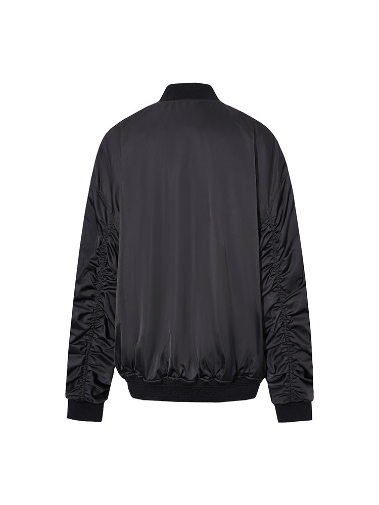 TCH Bow-Front Contrast Zip-Up Bomber Jacket