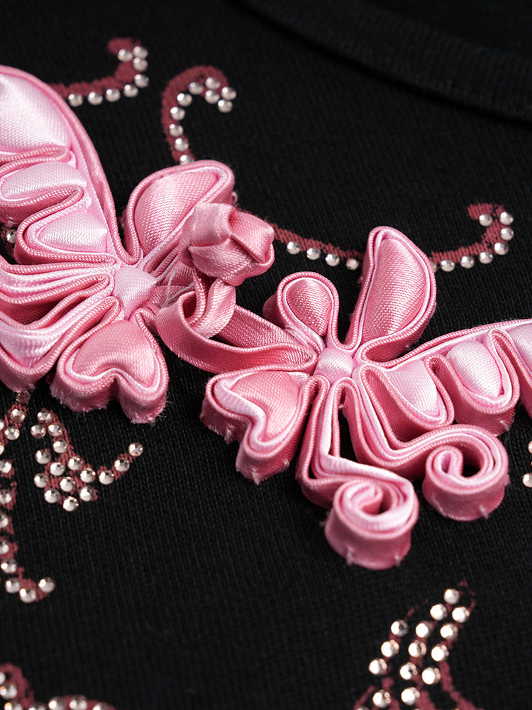 TCH Women's Crystal Embroidery Short Sleeve T-Shirt Dresses