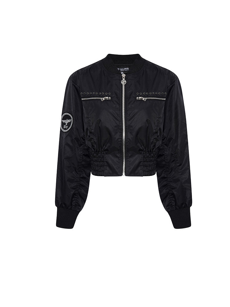 TCH Graphic Studded Streetwear Bomber Jacket