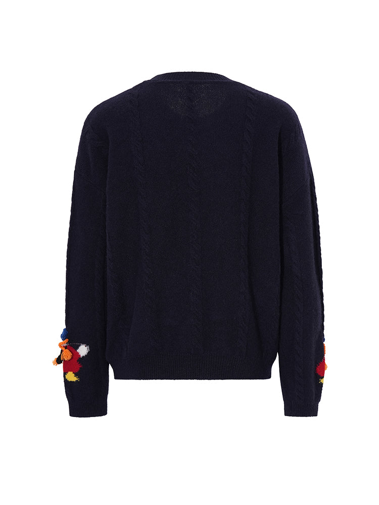 TCH Rhinestone Art Patch Knit Sweater