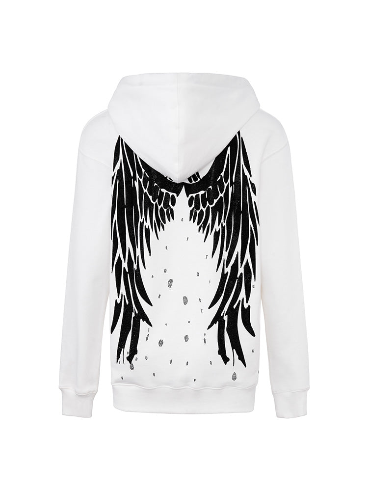 TCH Graphic Tiger Rhinestone Wings Hoodie with White